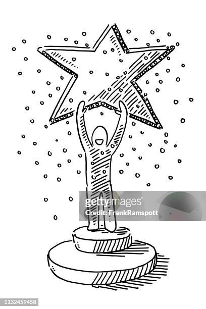 person winning in a quiz show drawing - winners podium people stock illustrations