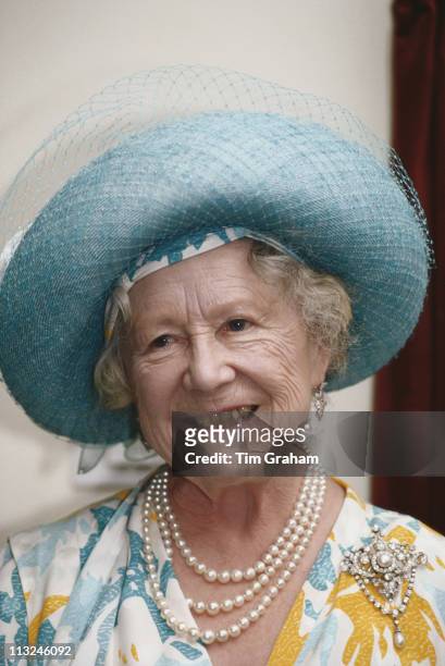 The Queen Mother visiting Ronald Gibson House, a nursing home in Tooting, London, England, Great Britain, 2 June 1992.