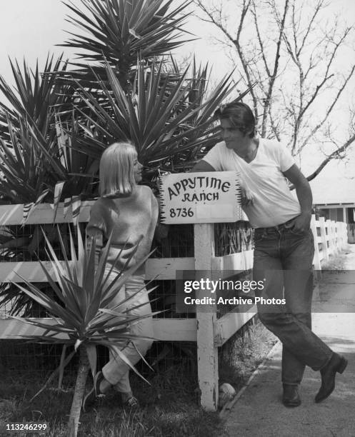 Portrait of American actor James Brolin at home on his Appytime ranch in California with wife Jane Cameron Agee circa 1970.