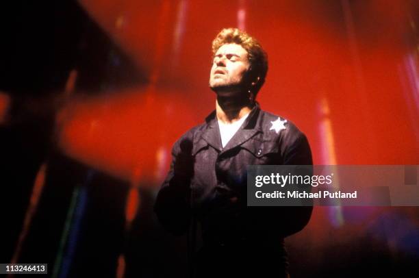 George Michael performs on stage, Australia, March 1988.