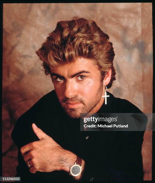 George Michael, studio portrait, London, 1987.