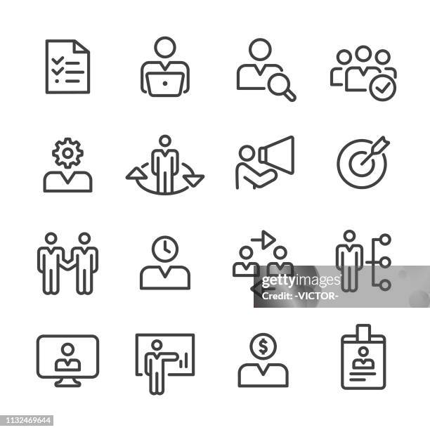 human resources icons set-line series - schlichtung stock-grafiken, -clipart, -cartoons und -symbole
