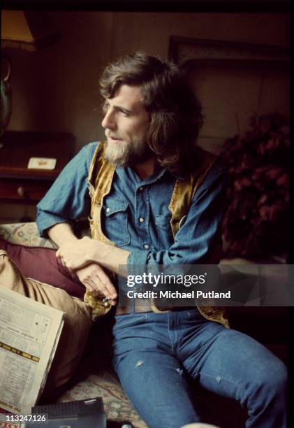 Graham Nash of Crosby Stills And Nash and The Hollies, portrait, being interviewed, London, 28th October 1970.