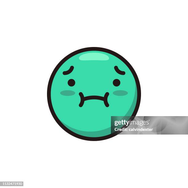 stockillustraties, clipart, cartoons en iconen met emoticon cute platte kleur en lijn kunst - diarrhea