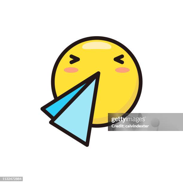 emoticon cute flat color and line art - snoring stock illustrations