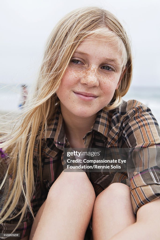 Portrait of blonde teenage girl