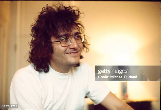 Randy Newman, portrait, being interviewed at the Savoy Hotel, London, March 1972.