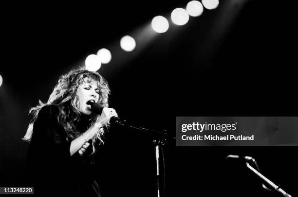 Stevie Nicks of Fleetwood Mac performs on stage, New York, 1977.