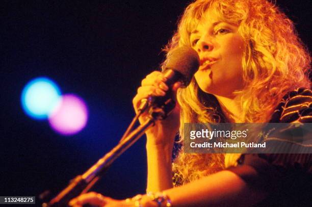 Stevie Nicks of Fleetwood Mac performs on stage, New York, 1977.