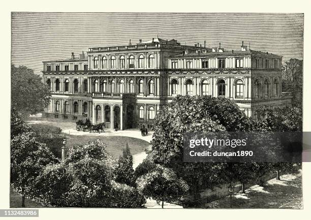 linderhof palace (ludwig palace), 1884, 19th century - linderhof castle stock illustrations