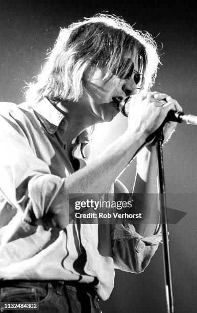 Mark Hollis of Talk Talk performs on stage at Vredenburg, Utrecht, Netherlands, 20th August 1986.