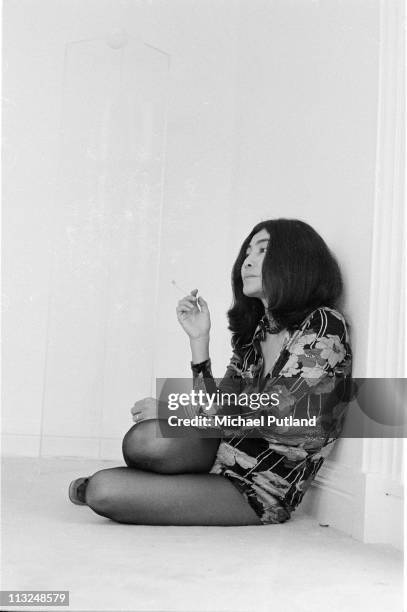 Yoko Ono, at home, during John Lennon interview, Tittenhurst Park, near Ascot, Berkshire, July 1971.