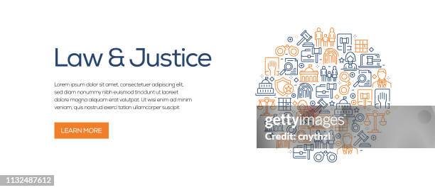 illustrations, cliparts, dessins animés et icônes de loi et justice bannière modèle avec des icônes de ligne. illustration vectorielle moderne pour la publicité, en-tête, site web. - législatives