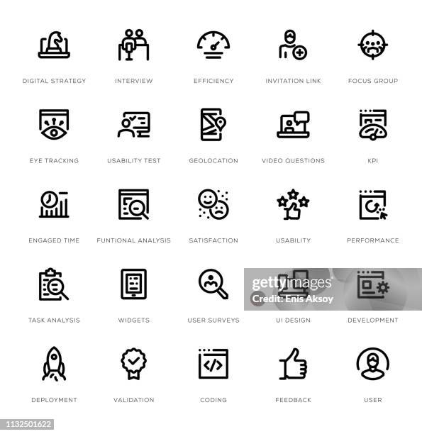 user experience line icon set - convenience stock illustrations