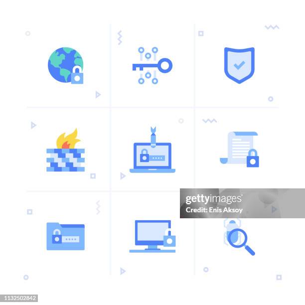 cyber security icon set - key ring stock illustrations
