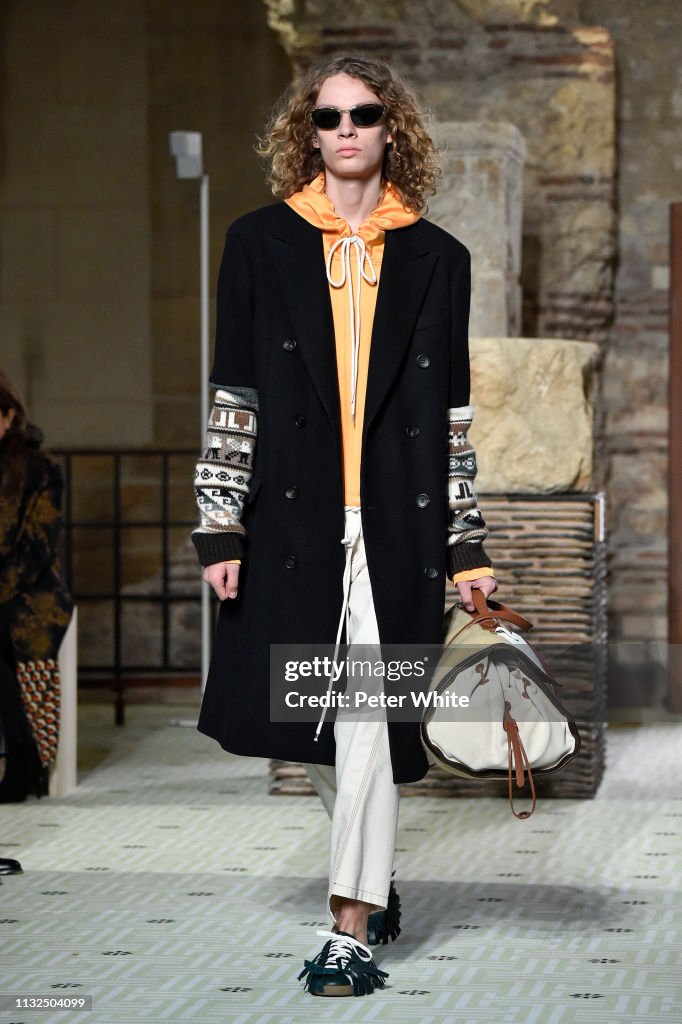 A model walks the runway during the Lanvin show as part of the Paris ...