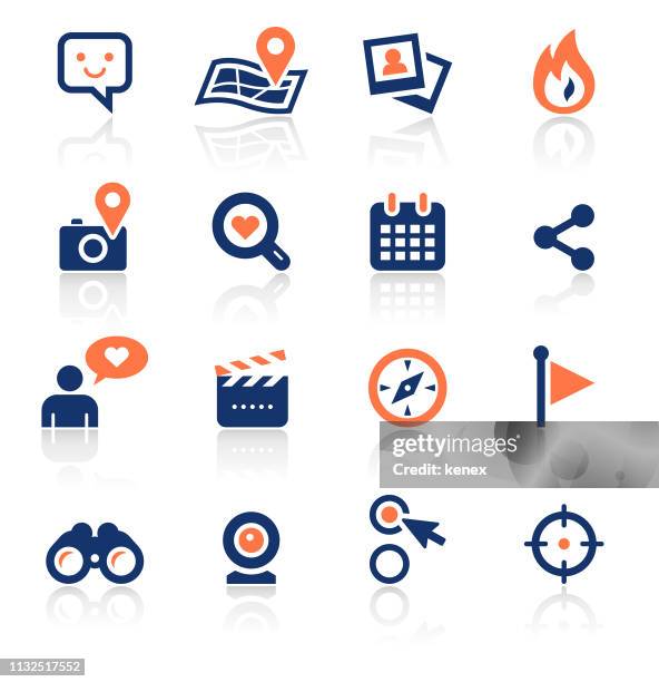 ilustrações de stock, clip art, desenhos animados e ícones de social media two color icons set - crosshairs