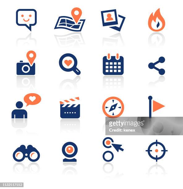 social media two color icons set - crosshair stock illustrations