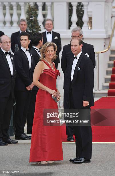 Sophie Countess of Wessex and Prince Edward Earl of Wessex attend pre-wedding dinner at Mandarin Oriental Hyde Park on April 28, 2011 in London,...