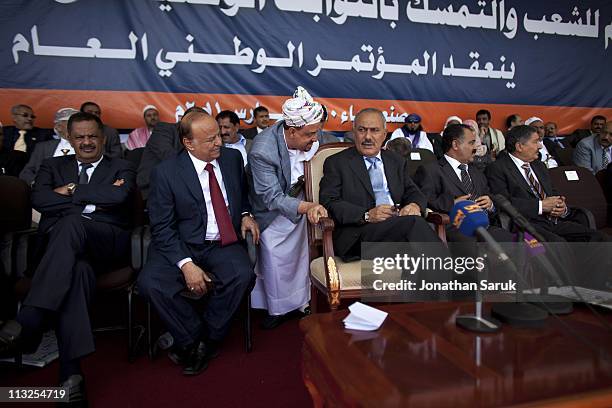 President Ali Abdullah Saleh, before giving a speech to thousands of supporters on March 10, 2011 in Sana, Yemen. Thousands of Yemenis have been...