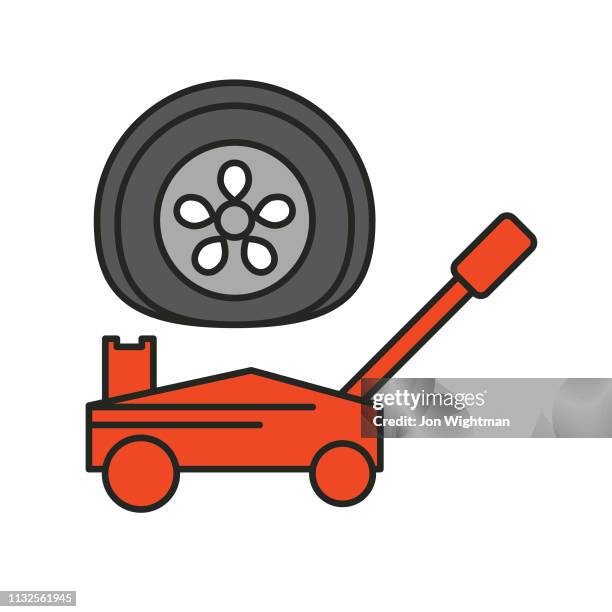 car jack-automotive icon - reifenpanne stock-grafiken, -clipart, -cartoons und -symbole
