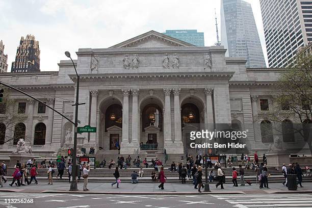 General view of the exterior facade at The New York Public Library on April 28, 2011 in New York City.