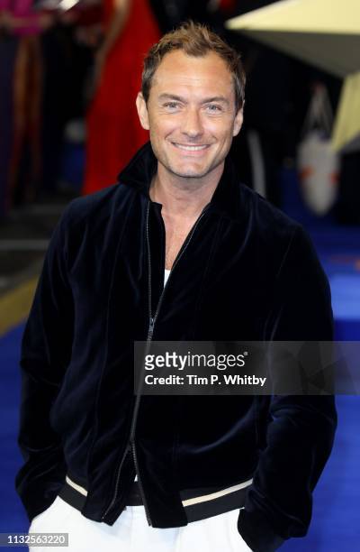 Jude Law attends the "Captain Marvel" European Gala Premiere held at The Curzon Mayfair on February 27, 2019 in London, England.