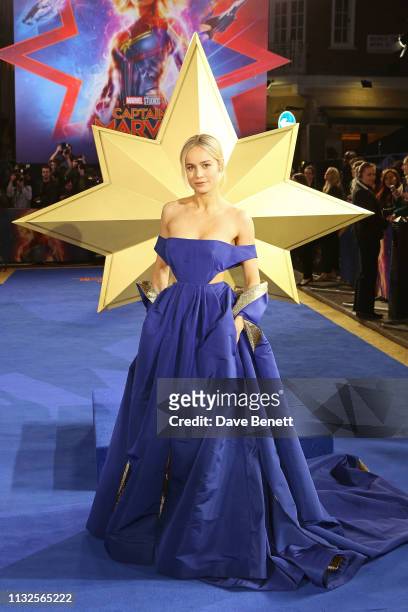 Brie Larson attends the European Gala screening of "Captain Marvel" at The Curzon Mayfair on February 27, 2019 in London, England.