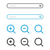 Search Bar and Magnifying Glass Icon Design.