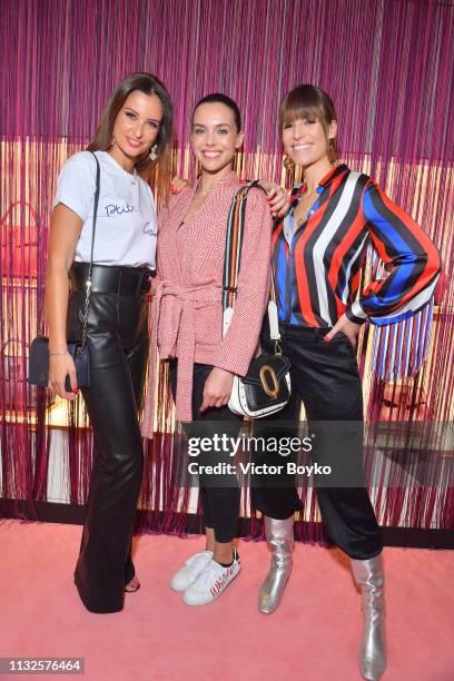 Malika Menard, Marine Lorphelin and Laury Thillman attend the Lancel presentation as part of the Paris Fashion Week Womenswear Fall/Winter 2019/2020...