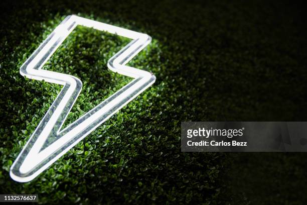 lightning neon - information sign stock pictures, royalty-free photos & images