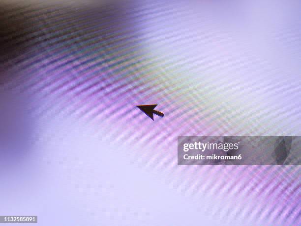 close-up of cursor on computer monitor - cursor pointer stock pictures, royalty-free photos & images