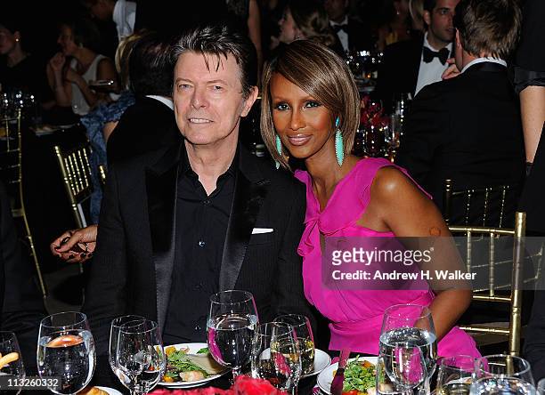 Musician David Bowie and supermodel Iman attend the DKMS' 5th Annual Gala: Linked Against Leukemia honoring Rihanna & Michael Clinton hosted by...
