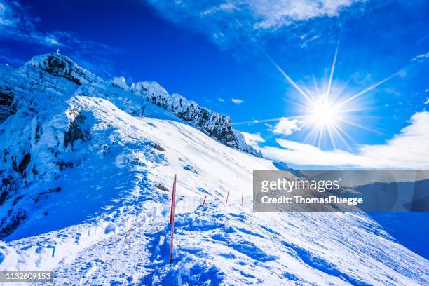 karwendel peak en invierno - alpen schnee fotografías e imágenes de stock