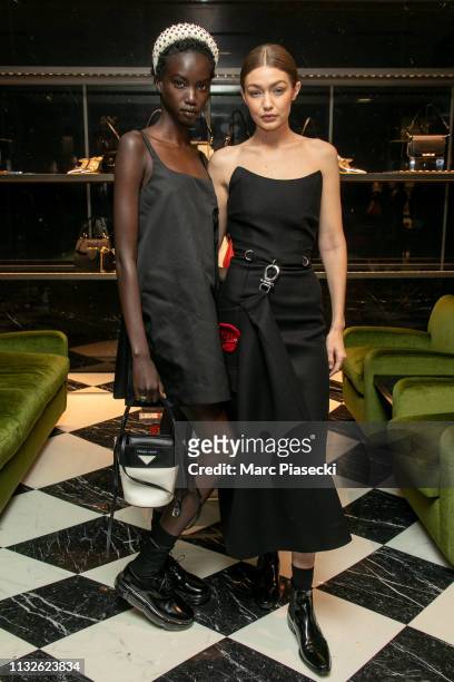 Models Anok Yai and Gigi Hadid attend the 'Double Exposure': Prada hosts book signing event with Willy Vanderperre at Prada Faubourg St Honoré on...