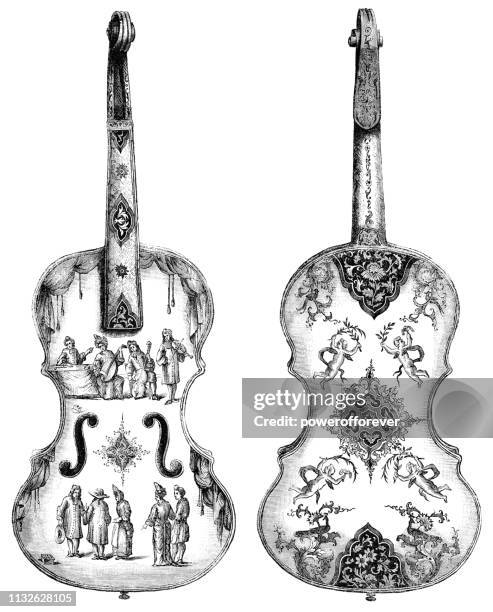 französische keramik-violine-18. jahrhundert - musikzubehör stock-grafiken, -clipart, -cartoons und -symbole