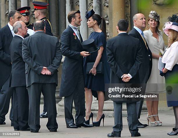 David Beckham and Victoria Beckham arrive to attend the Royal Wedding of Prince William to Catherine Middleton at Westminster Abbey on April 29, 2011...