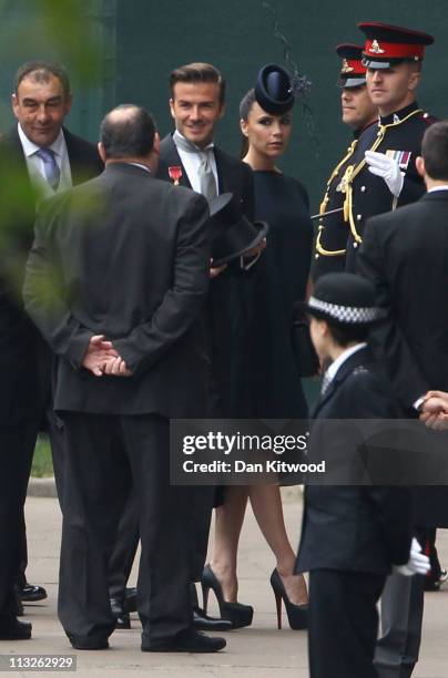 David Beckham and Victoria Beckham arrive to attend the Royal Wedding of Prince William to Catherine Middleton at Westminster Abbey on April 29, 2011...