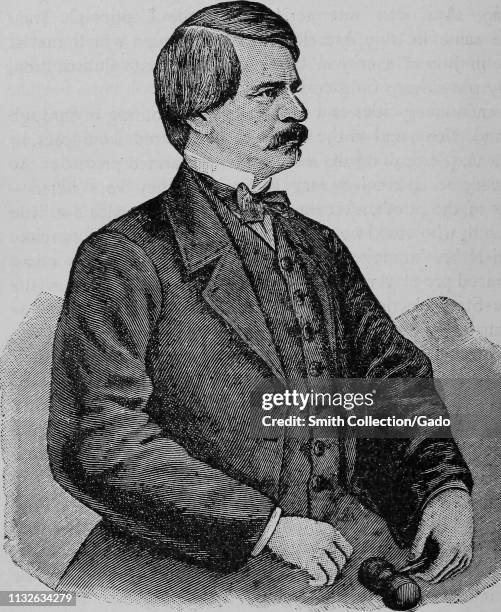 Engraved portrait of Nathaniel Prentice Banks, an American politician, and a Union general from Massachusetts, from the book "The political history...