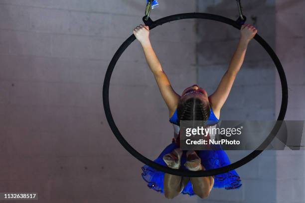 Pixie Keddy perfoms on the aerial hoop during the Tribe Showcase and Party 2019, organised by Tribe Fitness &amp; Dance Studio owned by Lisette Krol,...