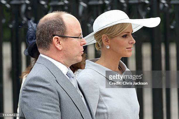 Prince Albert II of Monaco and Miss Charlene Wittstock arrive to attend the Royal Wedding of Prince William to Catherine Middleton at Westminster...
