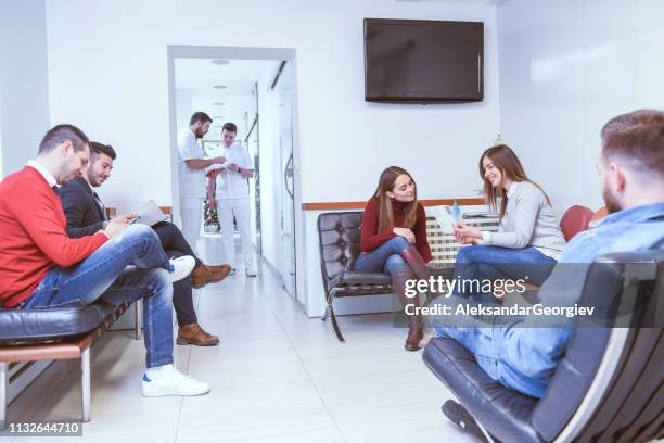 patients waiting for a dentist appointment - waiting room stock pictures, royalty-free photos & images