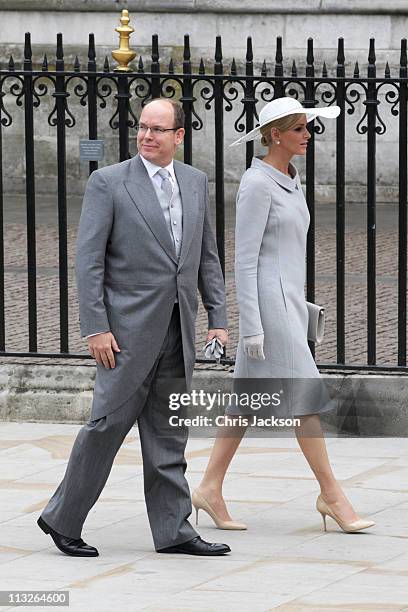 Prince Albert II of Monaco and Miss Charlene Wittstock arrive to attend the Royal Wedding of Prince William to Catherine Middleton at Westminster...