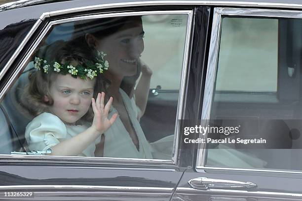 Sister of the bride and Maid of Honour Pippa Middleton , Grace Van Cutsem and Eliza Lopes arrive to attend the Royal Wedding of Prince William to...