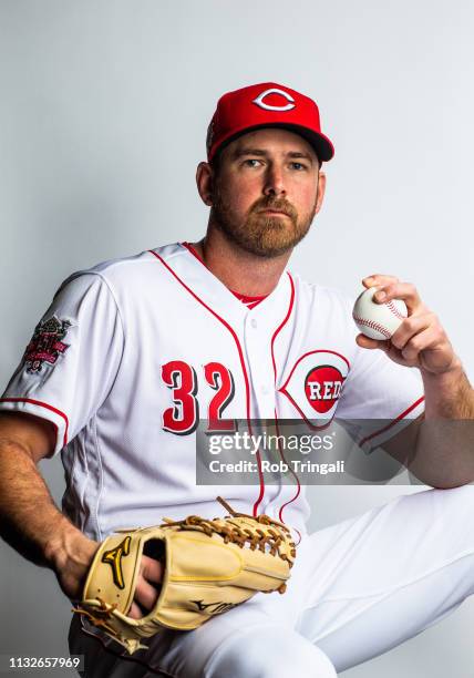 Zach Duke of the Cincinnati Reds poses for a portrait at the Cincinnati Reds Player Development Complex on February 19, 2019 in Goodyear, Arizona.