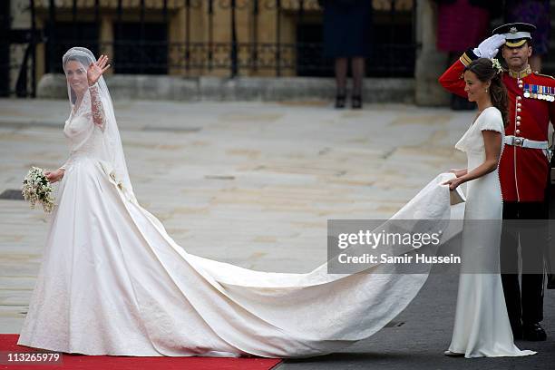 Catherine Middleton and her sister and Maid of Honour Pippa Middleton arrive for the Wedding of Prince William and Catherine Middleton at Westminster...