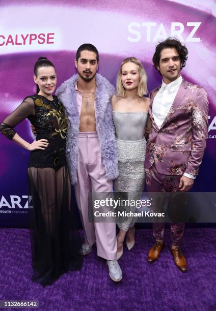 Roxane Mesquida, Avan Jogia, Kelli Berglund, and Tyler Posey attend the "Now Apocalypse" Los Angeles Premiere at Hollywood Palladium on February 27,...