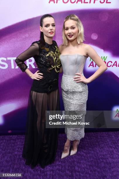 Roxane Mesquida and Kelli Berglund attend the "Now Apocalypse" Los Angeles Premiere at Hollywood Palladium on February 27, 2019 in Los Angeles,...