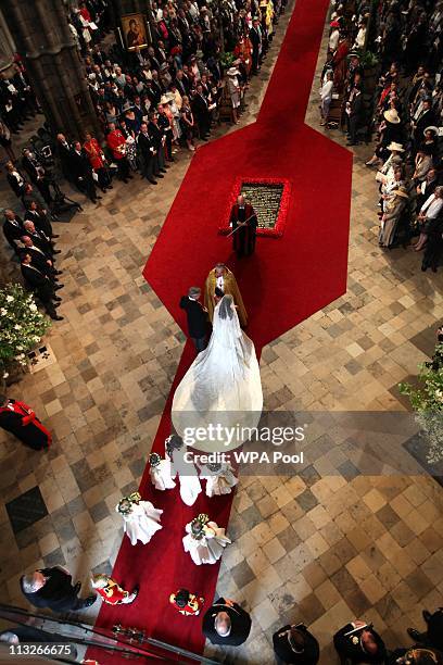 Catherine Middleton with her Father Michael Middleton and Bridesmaids arrive in Westminster Abbey for her Royal Wedding to Prince William at...