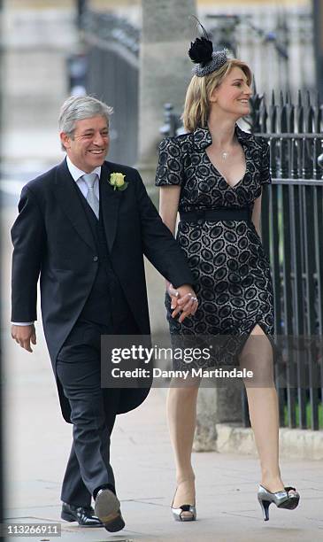 Speaker of the House of Commons, John Bercow and wife Sally Bercow arrive to attend the Royal Wedding of Prince William to Catherine Middleton at...
